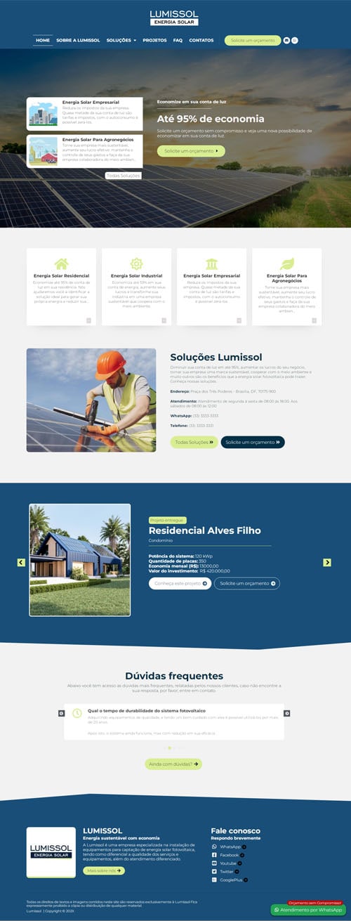 Modelo de Site para Energia Solar Fotovoltaica