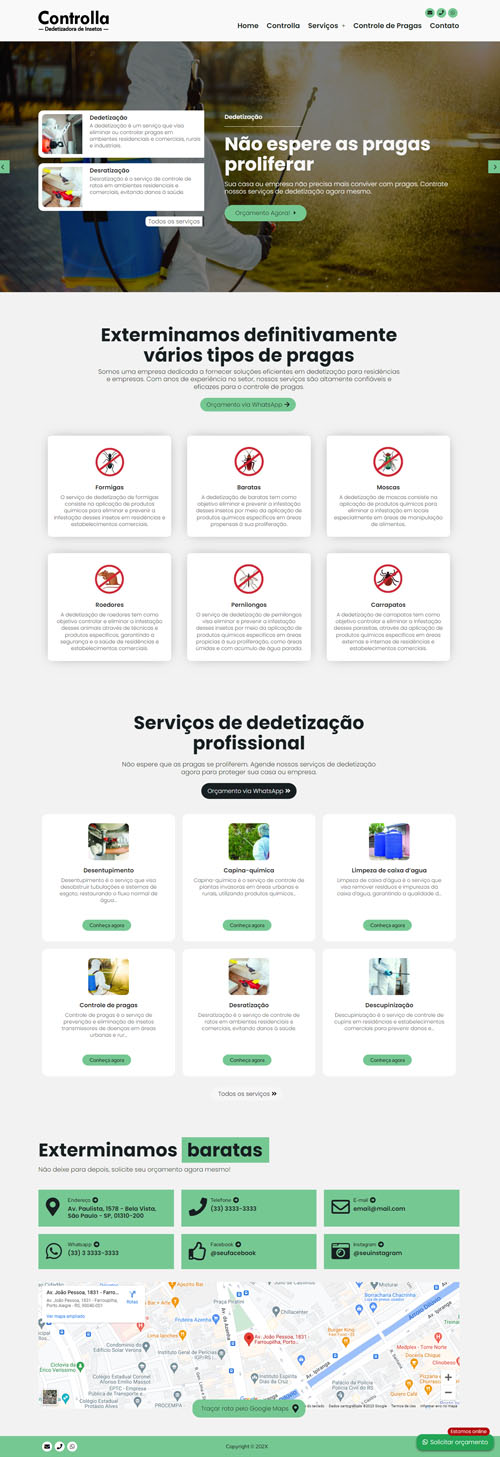 Modelo de site para dedetizadora e empresas de dedetização