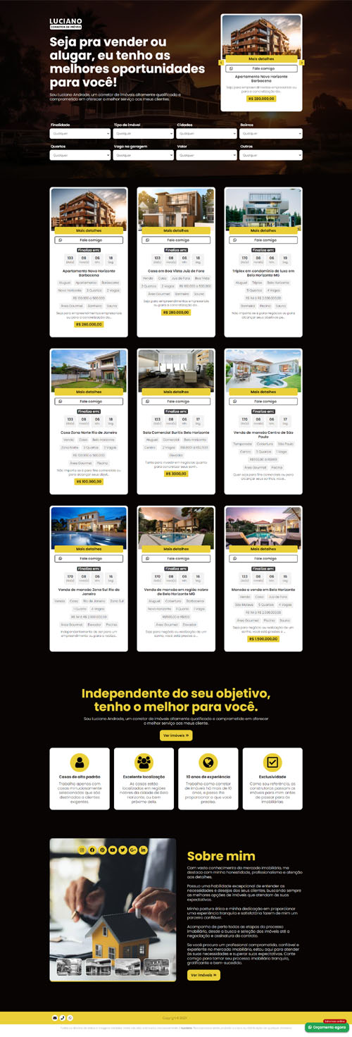 Modelo de site com Página de venda para corretores de imóveis