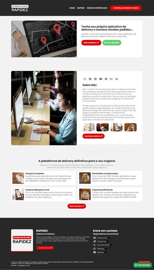 Modelo de site com sistema de Landing pages para produtos e serviços com recorrência