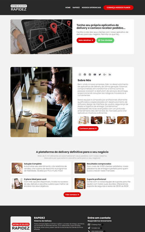 Modelo de site com sistema de Landing pages para produtos e serviços com recorrência