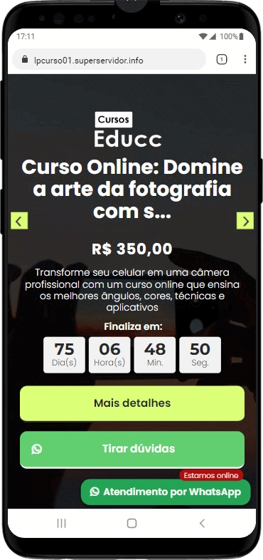 Modelo de site com sistema de Página de Vendas para Cursos