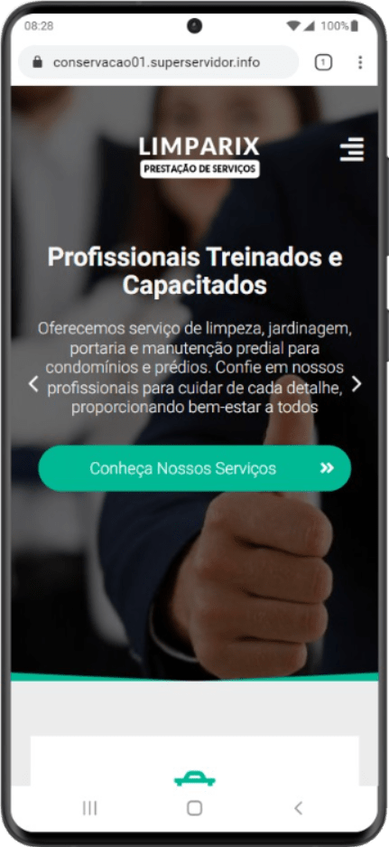 Página inicial pelo celular