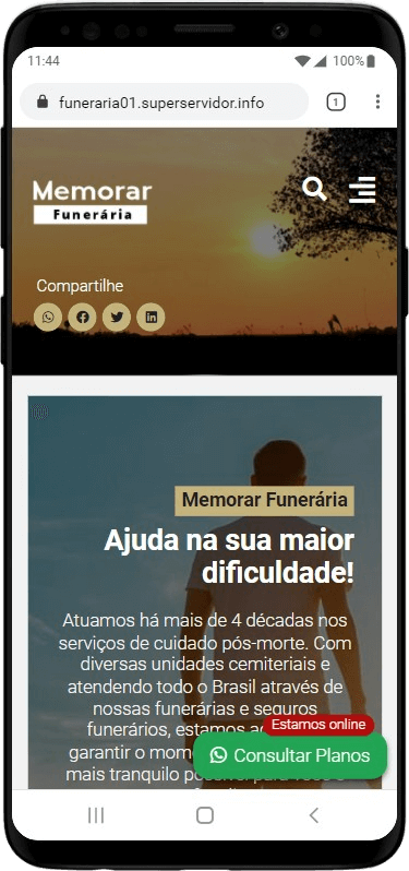 Pagina inicial pelo celular