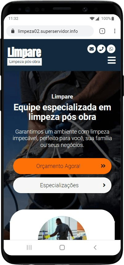 Modelo de site para empresa de limpeza terceirizada e limpeza pós-obra