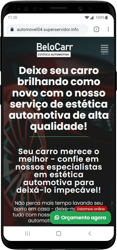 Modelo de site para empresa de estética automotiva, lava jato e lanterneiros