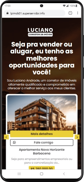 Modelo de site com Página de venda para corretores de imóveis