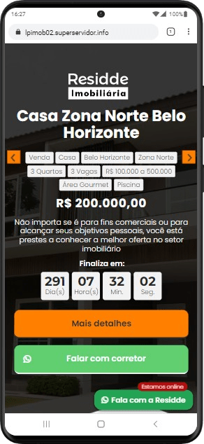 Página inicial pelo celular
