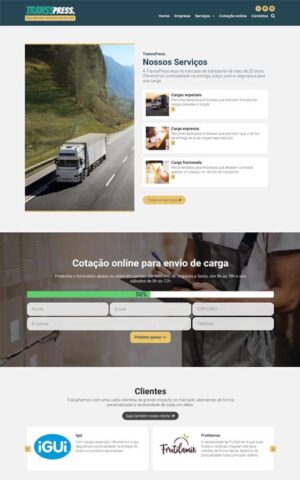 Modelo de site para empresa de transporte de carga, logística e entrega