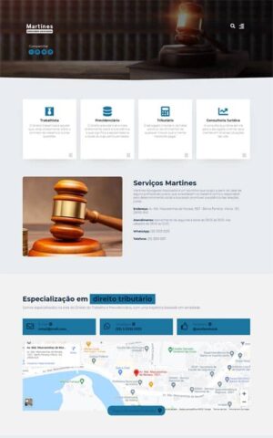 Modelo de site para escritórios de advogados associados, empresas de advocacia e advogados autônomos
