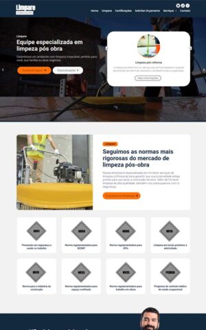 Modelo de site para empresa de limpeza terceirizada e limpeza pós-obra