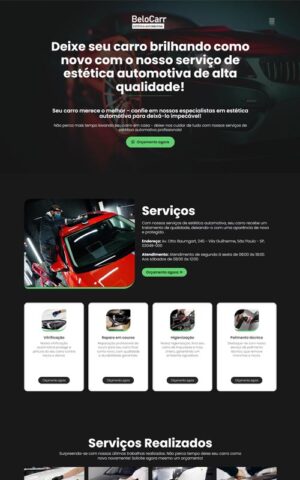 Modelo de site para empresa de estética automotiva, lava jato e lanterneiros