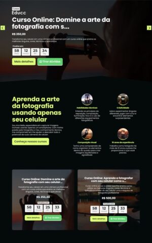 Modelo de site com sistema de Página de Vendas para Cursos